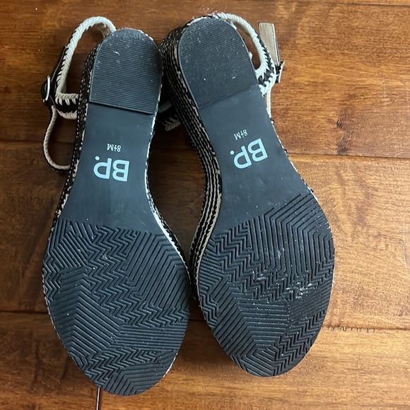 BP Black And Off White Open Toe Espadrille Wedges - Picture 10 of 12